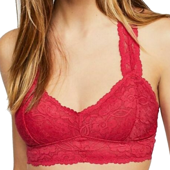 Free People Other - Free People Cranberry Galloon Lace Bralette Med